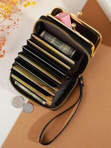 MADLEY 哥特风拉链手拿包，骷髅头图案，万圣节主题，适合购物，女士迷你钱包，小巧可爱，腕包，男士真皮钱包 - 彩色 - 查看 9