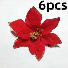 12Pcs Glitter Poinsettia Christmas Tree Ornament - Artificial Flowers Versatile Red, Silvery & Golden Fake Flowers Decorations For Wedding Christmas Xmas Tree Wreaths Decor, Holiday Parties & Home Decor Christmas Decorations Room Decor