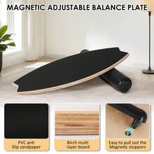 Tabla de equilibrio de madera para interiores, patineta, tabla de surf para interiores, tabla de equilibrio, tabla de equilibrio, entrenamiento de equilibrio - Negro - Ver 6