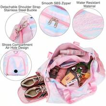 Dafelile Bolsa de lona deportiva para niñas, bolsa de baile para adolescentes, bolsa de viaje para llevar a cabo el fin de semana para pasar la noche, bolsa de gimnasio, bolsa de ballet de viaje con - Mármol rosa - Ver 8