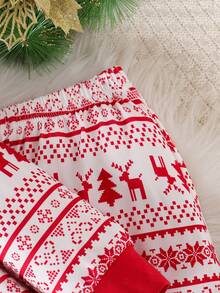 2件套男童圣诞印花圆领上衣+休闲裤套装 - 紅白色 - 查看 5