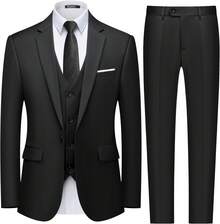 Men's Slim Fit 3 Piece Suit, One Button Solid Blazer Business Party Jacket Vest Pants Sethalloween - màu nâu - Xem 10