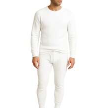 Men's 3 Pack Full Thermal Sets Ultra Soft 6 Piece Cotton Top And Bottom Set, Warm Cotton Long Johns, Winter Base Layer, Thermal Underwear For Men - 白色/黑色/海軍藍 - 查看 2