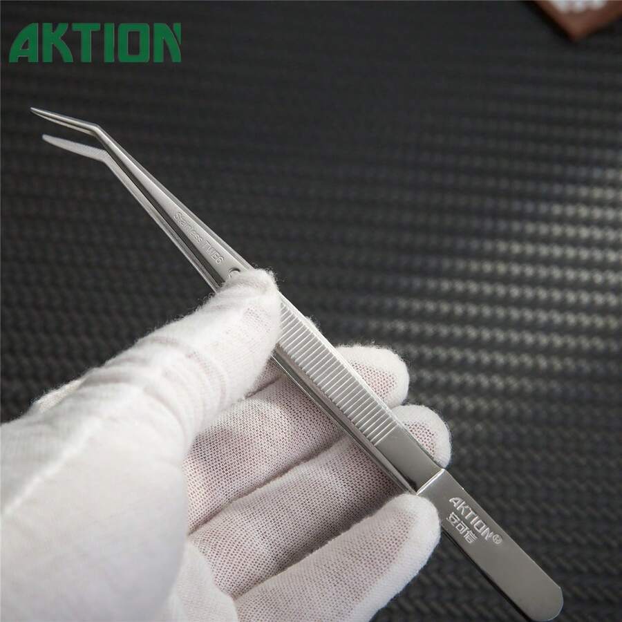 German Quality Stainless Steel Tweezers Anti-Static Curved Tip For DIY Nail Art Crafts - Multicolor - View 1