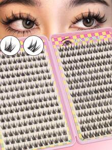 308pcs Independent Cluster False Eyelashes Large Capacity Volume Eyelash Box Set    Soft And Fluffy Eyelash Clusters Cartoon Style Suitable For Cosplay D Curl Reusable Eyelash Clusters Suitable For DIY At Home Easy To Wear Eyelash Extension Tool - 彩色 - 查看 1