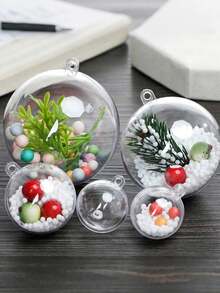 5 pezzi Palline di plastica trasparenti fai-da-te per riempire, ornamenti decorativi appesi, scatole aperte per albero di Natale, regali per matrimonio, festa, decorazione natalizia per la casa