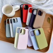Large Hole Skin Like Liquid TPU Soft Phone Case, Resistant To Dirt And Stains, Suitable For IPhone 11, 12, 13, 14, 15, 16 Plus Pro Promax/DKFGFYT - Light Yellow - View 3