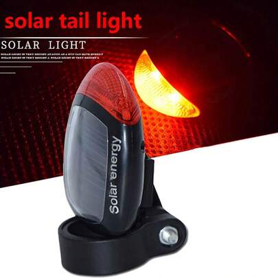 NetHong New Solar Bike Taillight Solar Power Energy LED Bicycle Rear Light Night Cycling Warning Light Bicycle Accessories Bike Equipment