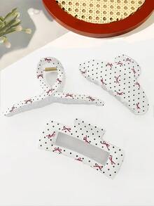 3 eleganckie spinki do włosów w kształcie serca i kokardy, uniwersalne spinki do włosów dla kobiet, jesienne akcesoria do włosów, eleganckie spinki do włosów, zimowe spinki do włosów, modna kopertówka do włosów