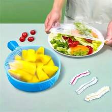 50/100/300/500pcs Reusable Elastic Food Bowl Protective Covers, StretchableFood Covers, Suitable For Different Sizes Bowls And Plates