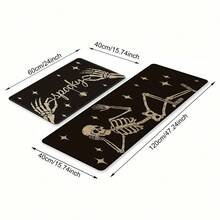 1 pièce Tapis de cuisine en lin imprimé motif crâne, paillasson, tapis de bain, tapis de couloir, décoration d'Halloween, cadeau d'Halloween, rectangle imprimé en 3D, convient pour le salon, la chambre, le couloir, la salle de bain, la buanderie - Tapis en polyester, décoration d'intérieur et d'extérieur
