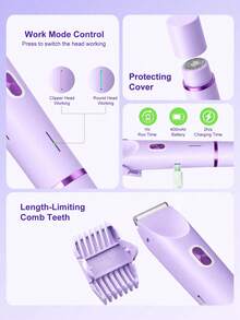 Women Bikini Trimmer, Dual-Head Hair Trimmer For Women,2-In-1 Bikini Shaver With Ceramic Blade Heads & Type-C Charging Port, Electric Razors For Women Pubic Hair,Underarms,Legs,Arms,Face