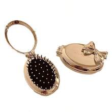 High-Grade Silver-Plated Folding Mirror Comb Two-In-One Female Portable Airbag Air Cushion Comb Massage Comb - Silver - View 5