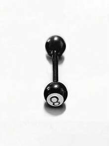 1个黑色钛钢8球舌钉，时尚朋克极简风格，适合日常佩戴和派对，男女通用身体饰品舌钉；享受你的舌钉之旅