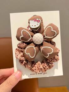 Sanrio Süße Schleife Stoff Kinder Haarband Haarschmuck Mädchen Haarseil Stirnband Kaffeefarbe Blumenball Stirnband