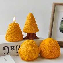 1 pezzo Stampo in silicone 3D a forma di orso e ape per candele/artigianato in resina - Stampo cilindrico con texture a nido d'ape e accenti floreali, forniture riutilizzabili per decorazione domestica fai-da-te e realizzazione di regali