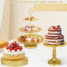 Fivenl 8 Pcs Cake Stand Gold Metal Dessert Table Display Set 3Tier Cupcake Stand Cake Display Tower And Cookie Tray Rack Serving Tray For Birthday Party Weddings Baby Shower Gold - 金色 - 查看 4