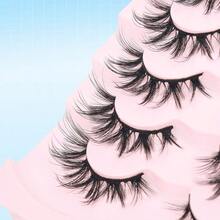 7 Paar Kreuz-Optik Falsche Wimpern mit Katzenaugen-Effekt für Cartoon-Stil Make-up, weiche, verwischte falsche Wimpern 3D Faux Mink natürliche Full-Strip Wimpern für tägliches Dating Make-up