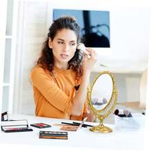 Oval Makeup Mirror With Double-Sided Vintage Vanity Mirror, Featuring A Rotating Vanity Mirror Stand. Ideal For Makeup Application, Girls, Women, Beauty, And Spa Parties. This Adorable Princess-Style Oval Vanity Mirror Is The Perfect Accent For Any Tabletop. The Double-Sided Rotating Table Mirror With Stand Makes An Excellent Decorative Choice For A Girl's Room And A Festive Gift For Friends And Family During Halloween And Christmas.,Makeup,Cheap,Room Decor,Vanity,Travel,Bedroom,Makeup Accessories,Mirror,Vanity Mirror,Cheap,Stocking Stuffers,Makeup,Makeup Tools,Cheap Stuff,Gifts,Gifts For Women,Christmas Gifts - Multicolor - View 5