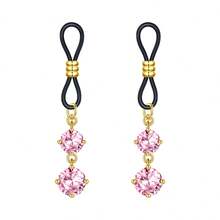 2 Pcs Pink Rhinestone Heart,Star,Butterfly,Cross Fake Nipple Rings For Women, Nipple Nipple Jewelry Non Piercing Dangle Nipple Ring, Non Pierced Nipple Body Jewelry