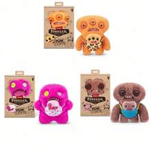 Spin Master Official Licensed Fuggler Mini Rascals 9 Plush Toy Set With Baby Fuggler Funny Ugly Monster Teeth Heart Bib Stuffed Animal Gift For Kids 2 Packs - Oogah Boogah (Pink) - View 9