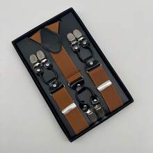 6 Clips Men's Suspenders Gentleman Boxed Suspenders Suspenders Clips In Stock Suit Suspender Suitable As A Gift For Boyfriend - Width 3.5cm