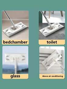 1pc Japanese Style Disposable Static Dust Removal Paper Mop, Slouchy Person Dust Removal Paper Mop, Iron Rod Type Small Flat Mop - Grey - View 8