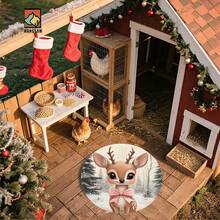 1pc Christmas Red Bathroom Anti-Slip Mat, Flannel Material, Round Floor Mat, Plush Decoration, Suitable For Bathrooms, Doors, Kitchens, Living Rooms And Other Occasions, Machine Washable, Anti-Slip, Christmas Decoration, Can Be Given As A Gift - Multicolor - View 5