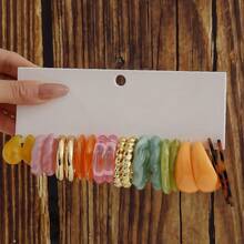 1 Pair/10 Pairs/40 Pairs New Dual-Color Acrylic Resin Acetate Minimalist Fashion C-Shape Hoop Earrings Set