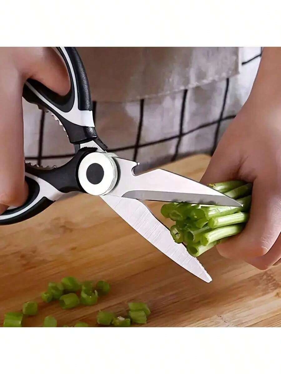 1/2pcs Matte Silver Straight Handle Multifunctional Stainless Steel Kitchen Scissors, Detailed With Thickened Blades, Lever Structure For Easy Cutting, Includes Bone Cutter, Suitable For Cutting Chicken/Fish Meat, Baby Food Preparation, Ideal For Home Kitchen, New Moms, Daily Cooking, Holiday Meal Prep, Spring & Autumn Ingredients Processing