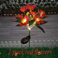 1/2/4PCS Solar Lights Outdoor Garden Decor - Upgraded Solar Garden Lights With 7 Powered Orchid Lights, Solar Outdoor Lights Solar Decorative Lights For Garden, Patio, Yard, Gifts For Mother(Pink, White, Orange, Yellow, Red, Purple) - 蘭花 - 查看 11