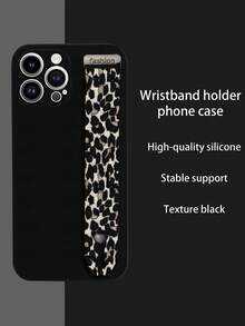 1pc Black TPU & Tortoiseshell Pattern Wristband Shockproof Full Coverage Phone Case Compatible With IPhone,International Version, Not The Domestic Version - Multicolor - View 1