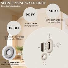 LED Bewegungsmelder Nachtlicht, Induktionslampe, LED Wandleuchte, kabellose aufladbare magnetische Leuchte mit Sonnenuntergang-Atmosphäre, für Schlafzimmer, Flur, Treppe, Smart Home Dekoration - 3-Farben & Sonnenuntergang Lichteffekt, ohne Verkabelung, einfache magnetische Installation, USB-betrieben, 1200mAh Akku, 2 Modi (Immer an/Sensor), einstellbare Helligkeit, minimalistisches Design, hochwertige LED-Beleuchtung für Wohndekoration