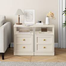 Modern Nightstand With Door & Open Shelf