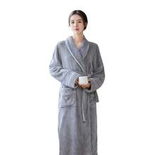 Bata de baño de franela suave y cálida para mujer, otoño/invierno, bata de dormir con cuello de chal grueso, bata de ducha esponjosa y cálida, chaqueta casual para el hogar