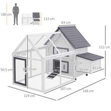 PawHut Wooden Coop Hen House Enclosure Garden With Ramp Run Nesting Box - Grey - View 5