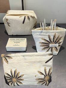 1 pieza/Set Bolsa de maquillaje con estampado de palmeras, bolsa plegable tipo almohada, organizador de cosméticos de gran capacidad para viajes, adecuado para vacaciones, almacenamiento de herramientas de maquillaje de moda, monedero, portálápices, adecuado para viajes, dormitorio, cuidado de la piel, cosméticos, brochas de maquillaje, regalos para novias, Día de la Madre, regalos de cumpleaños, regalos para amigos, maestros - Blanco - Ver 2