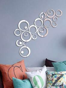 24 pièces Autocollants muraux ronds en acrylique miroir, Décalcomanies murales DIY, Convient pour la chambre, la salle de bain, la maison, le salon, le bureau, la décoration