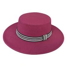 Paris Lurex Felt Hat With Medium Brim And Exclusive Band - 酒紅色 - 查看 3