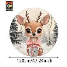 1pc Christmas Red Bathroom Anti-Slip Mat, Flannel Material, Round Floor Mat, Plush Decoration, Suitable For Bathrooms, Doors, Kitchens, Living Rooms And Other Occasions, Machine Washable, Anti-Slip, Christmas Decoration, Can Be Given As A Gift - Multicolor - View 15