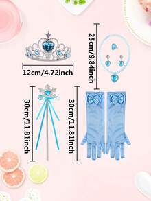 4-In-1 Birthday Party Accessories Set: Ice Princess Crown Headband, Magic Wand, Bowknot , Necklace, Ring, Earrings - Multicolor - View 7