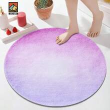 1 pieza/10 piezas Alfombra de baño con patrón degradado morado, material de franela, alfombra redonda para el piso, decoración esponjosa, adecuada para baño, entrada, cocina, sala de estar y otras ocasiones, lavable a máquina, antideslizante, decoración navideña, regalo ideal - Multicolor - Ver 2