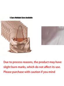 1/2pcs Satin Drawstring Dust Bags, Suitable For Jewelry & Accessories; Silk Drawstring Travel Storage Bags; Portable Clothing & Shoes Drawstring Pouches; Large Capacity Handbag Dust Covers; Self-Sealing Drawstring Storage Bags; Travel Essentials; Organization - Champagne - View 9