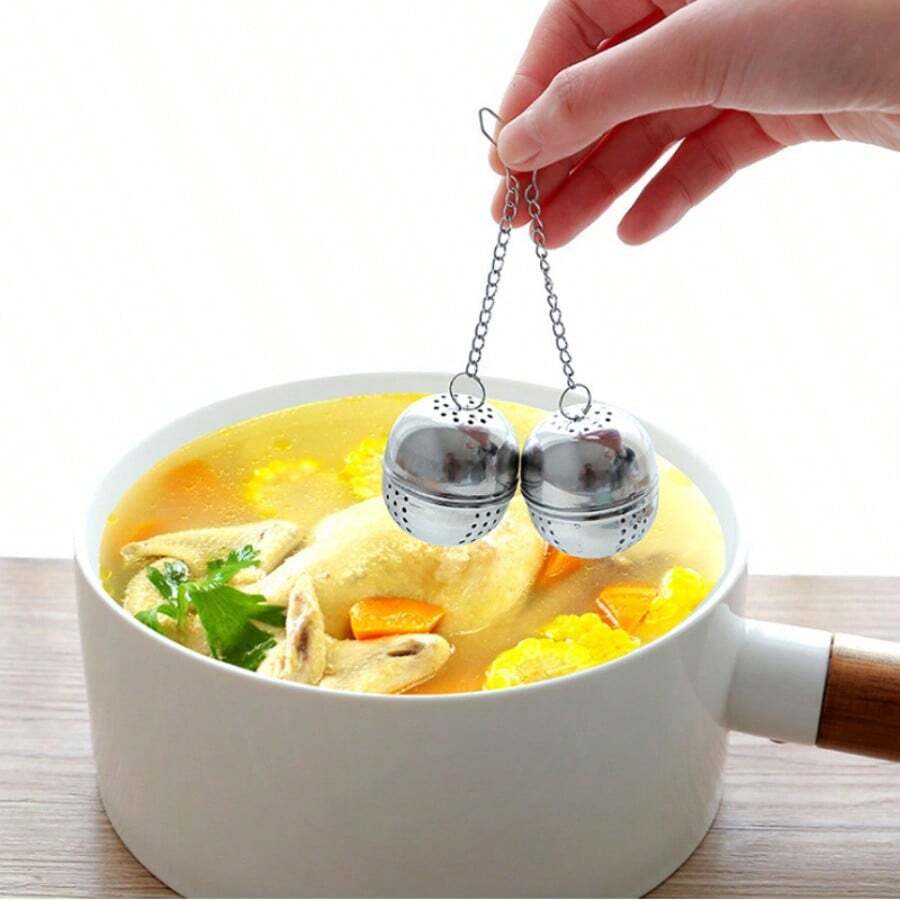 1pcs Egg-Shaped Stainless Steel Seasoning Ball Soup Stew Meat Flavor Treasure Seasoning Box Ball Tea Filter Tennis Ball Tea Bag Seasoning