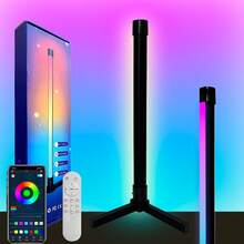 LED Corner Floor Lights -16Million DIY Color Changing, RGB Smart Modern Lights With Remote Control And APP Control, USB Power Supply, Four Modes With Music, Game Room, Living Room Office And Party Decor - Black - View 12
