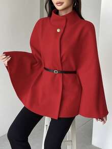 Women's Elegant Red Solid Fabric Belt, Versatile For Woolen Jacket Waist Cincher, Suitable For Halloween, Daily Wear, Dates, Spring, Winter, Autumn