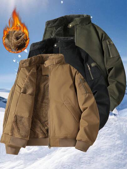 Veste polaire d'extérieur d'hiver pour hommes avec poches des deux côtés, convenant pour la marche, le travail, les voyages, etc.