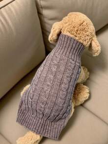 1-częściowy sweter dla zwierząt, jednolity kolor, wydłużony sweter dla zwierząt, minimalistyczny styl, wzór dla pary/najlepszego przyjaciela, odpowiedni dla pudli, bassetów, jamników, beagle'ów, corgi, psów długonogich, kotów, wydłużony, spersonalizowany, dla zwierząt krótkonogich - Szary - Zobacz 8