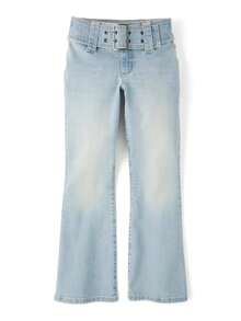 The Children's PLACE Tween Girls Wide Belt Bootcut Jeans