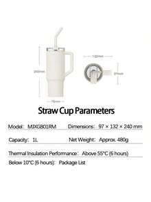Xiaomi Cốc giữ nhiệt chân không bằng thép không gỉ 1L, dung tích lớn, cốc đựng nước nóng/lạnh có thể tái sử dụng, chất liệu tốt cho sức khỏe, màu hồng Sakura - Hoa anh đào màu hồng - Xem 6